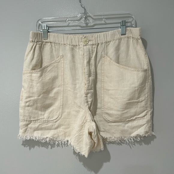 Free People Revolve Tomboy Linen Shorts Size S Color is Cream Oversized - Picture 2 of 14